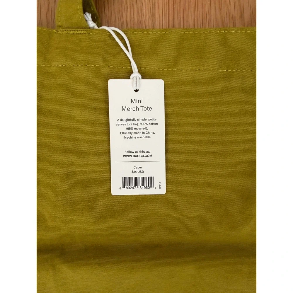 BAGGU Mini Merch Tote 100% Cotton in Caper Green NWT